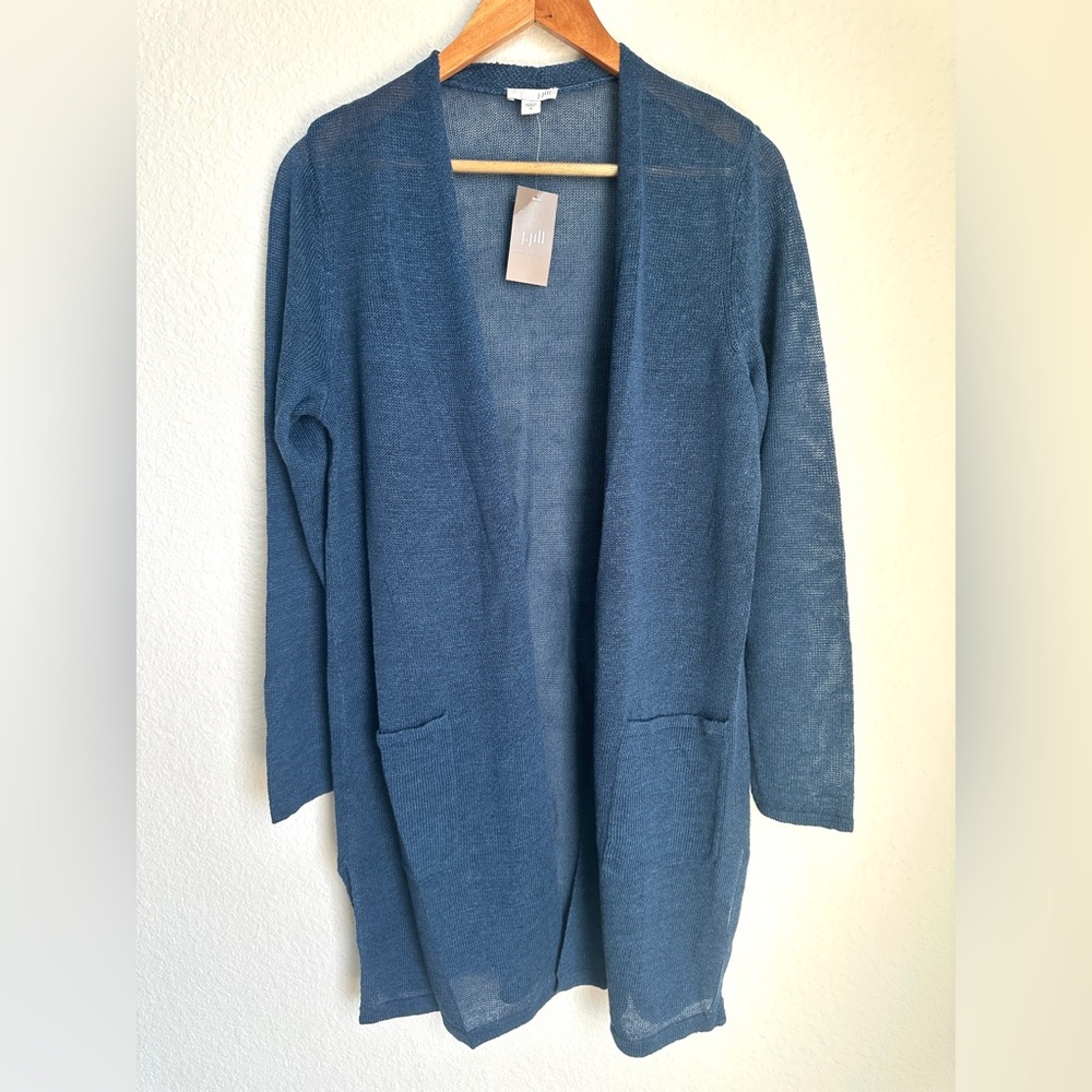 J. Jill Love Linen Blue‎ Cardigan large